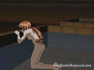 I kuq flokë anime homoseksual duke anally shpim nga një i madh shpoj për t'u dukur stil